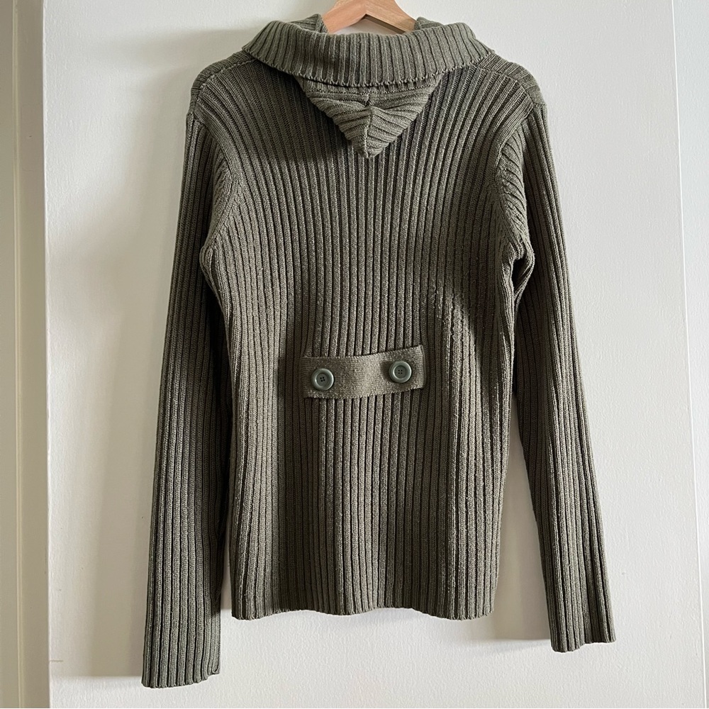 Ashley by 26 International USA Olive Green Button Up Hooded Cardigan - Picture 5 of 8